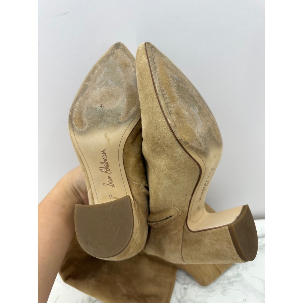 Sam Edelman Hai Boots Women 7.5 Tan Suede Knee High Block Heel Blogger Fave - Picture 7 of 8